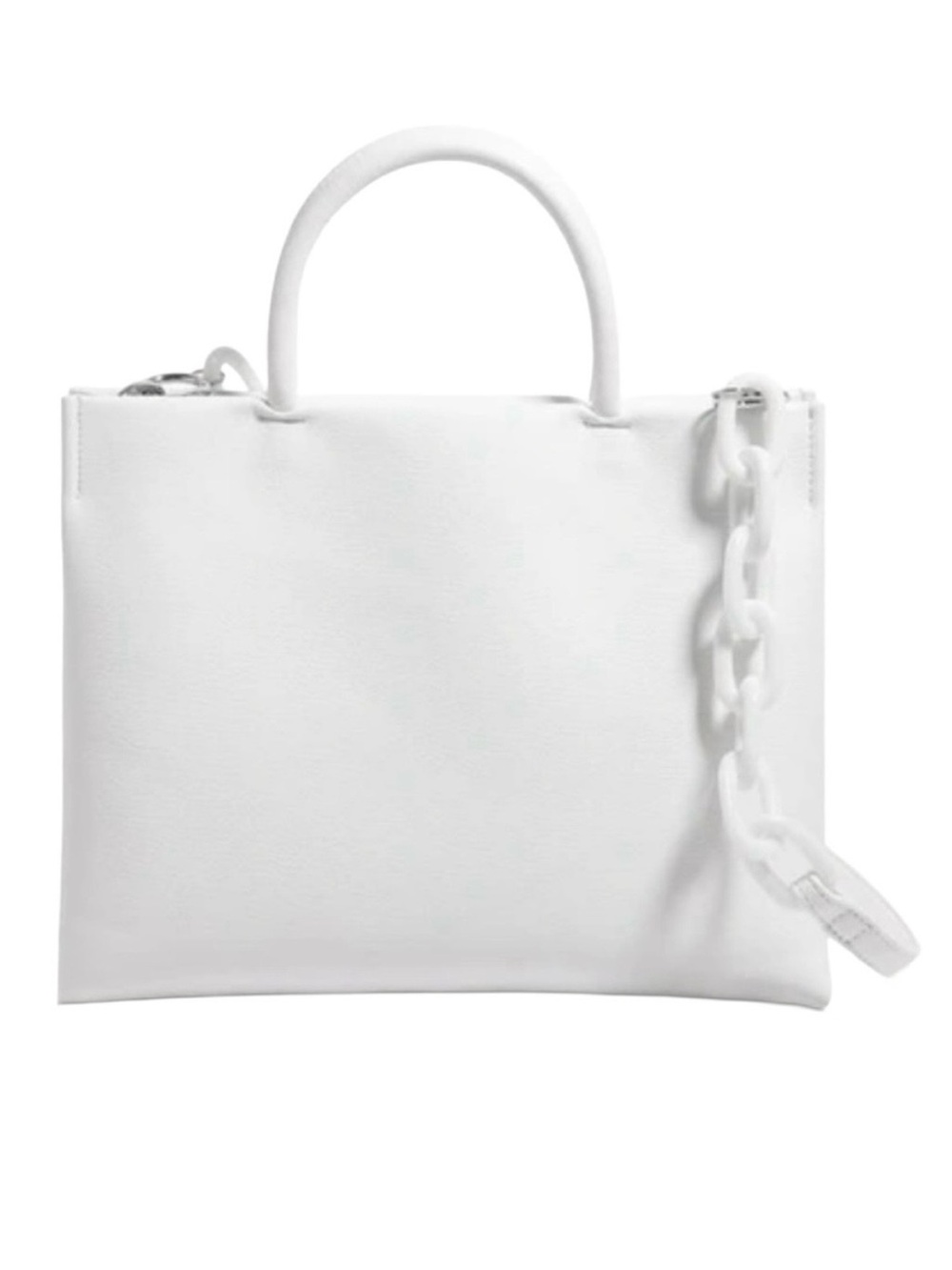 House of Want We Gram White Vegan Leather Chunky Chain Tote Bag